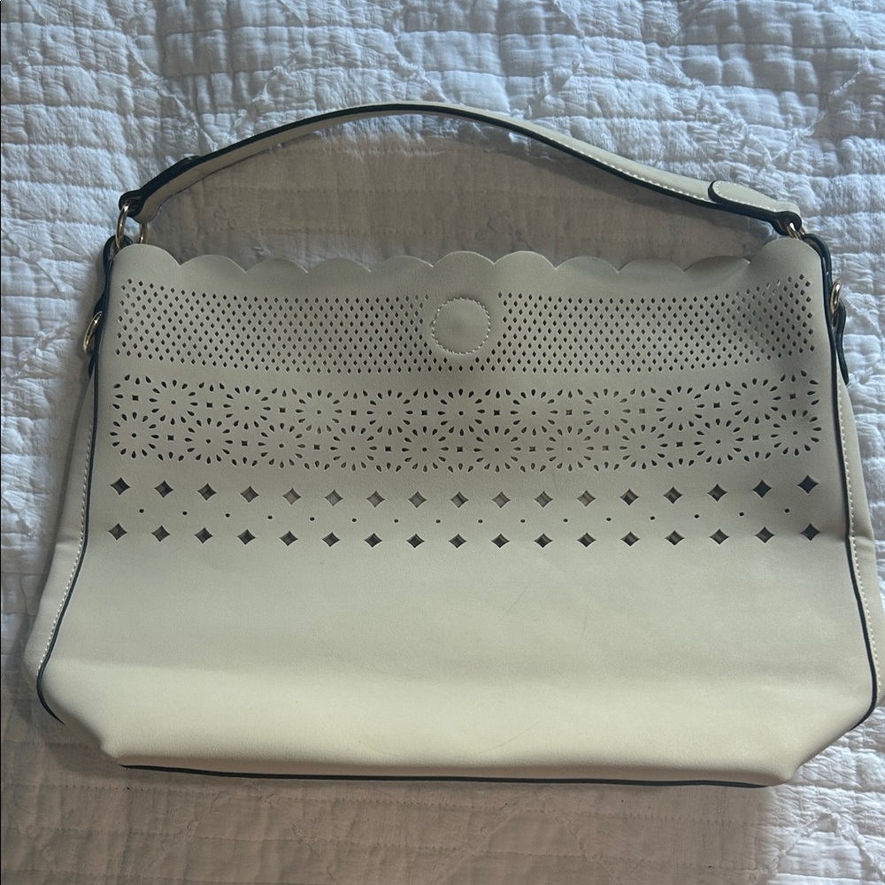 3/30$ Laser Cut Cream Tote Bag